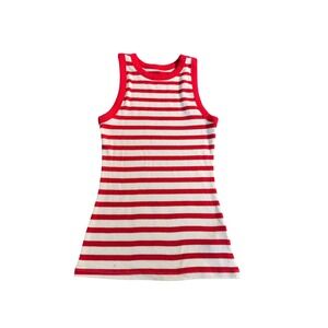 A New Day Womens Small Red White Striped Ribbed Knit Tank Top RN17730